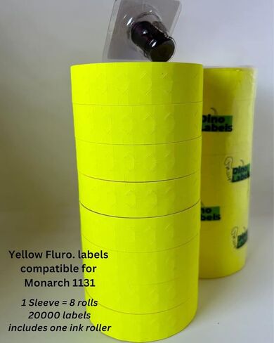 1131 ملصقات pricemarking متوافقة مع Monarch 1131 Labellers ، 8 لفات = 20000 تسمية (أصفر فلورو) in Kuwait