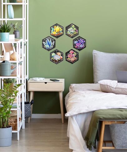 Pintoo Jigsaw Puzzle Wall Tile Puzzle Set Succulent in Pocket Series - Six of 56-Piece Wall Tile Puzzles Create 3D Displays with Restickable Strips No Glue Needed [HX1163] in Saudi Arabia
