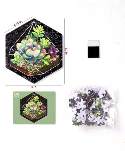 Pintoo Jigsaw Puzzle Wall Tile Puzzle Set Succulent in Pocket Series - Six of 56-Piece Wall Tile Puzzles Create 3D Displays with Restickable Strips No Glue Needed [HX1163] in Saudi Arabia