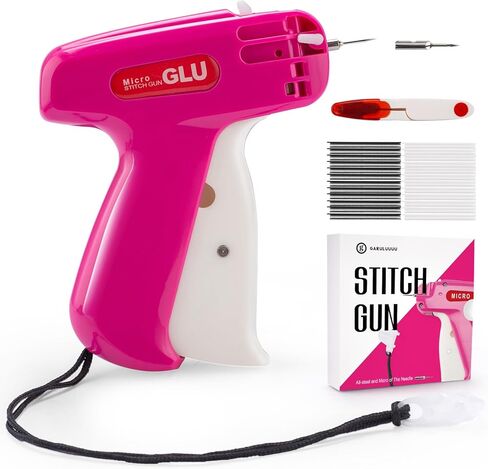 Glu Stitch Gun للملابس ， غرزة ميني غرز ميني ， غرزة بندقية يدويًا سريعًا وسهلًا ， يشمل إبران من الفولاذين ， 1 مقص مفيد ， 1500 أسود و 1500 من السحابات الدقيقة البيضاء ， سهلة اللعب أو الاستخدام (2900) in Kuwait