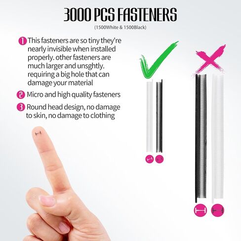 Glu Stitch Gun للملابس ， غرزة ميني غرز ميني ， غرزة بندقية يدويًا سريعًا وسهلًا ， يشمل إبران من الفولاذين ， 1 مقص مفيد ， 1500 أسود و 1500 من السحابات الدقيقة البيضاء ， سهلة اللعب أو الاستخدام (2900) in Kuwait