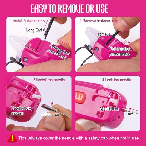 Glu Stitch Gun للملابس ， غرزة ميني غرز ميني ， غرزة بندقية يدويًا سريعًا وسهلًا ， يشمل إبران من الفولاذين ， 1 مقص مفيد ， 1500 أسود و 1500 من السحابات الدقيقة البيضاء ， سهلة اللعب أو الاستخدام (2900) in Kuwait