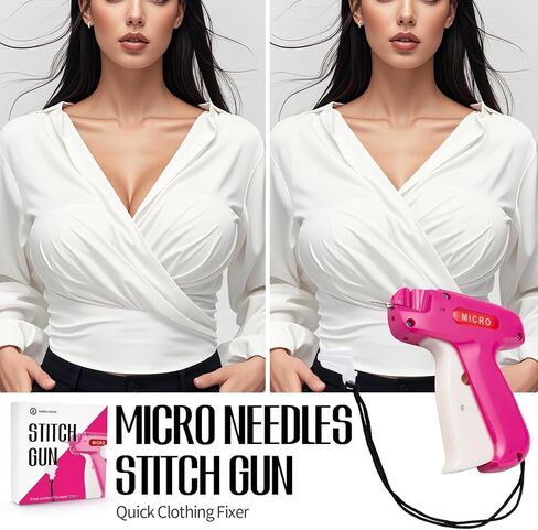 Glu Stitch Gun للملابس ， غرزة ميني غرز ميني ， غرزة بندقية يدويًا سريعًا وسهلًا ， يشمل إبران من الفولاذين ， 1 مقص مفيد ， 1500 أسود و 1500 من السحابات الدقيقة البيضاء ， سهلة اللعب أو الاستخدام (2900) in Kuwait