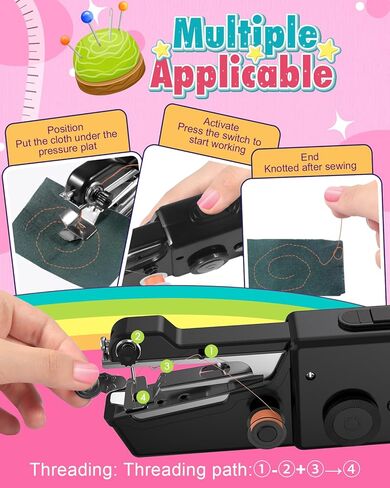 Hallmark Handheld Sewing Machine for Beginners, Portable & Easy to Use, Black, 8.27 x 2.76 x 1.98 inches in Saudi Arabia