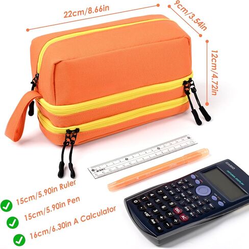 Genteen Large Capacity Pencil Case,Multifunction Pencil Pouch,Pencil Bags with Zipper 3 Compartments Pencil case organizer for or School Teen Girl Boy Men Women（Black） in Saudi Arabia
