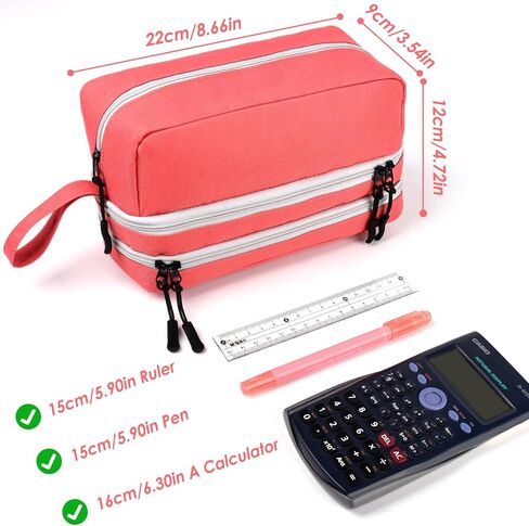 Genteen Large Capacity Pencil Case,Multifunction Pencil Pouch,Pencil Bags with Zipper 3 Compartments Pencil case organizer for or School Teen Girl Boy Men Women（Black） in Saudi Arabia