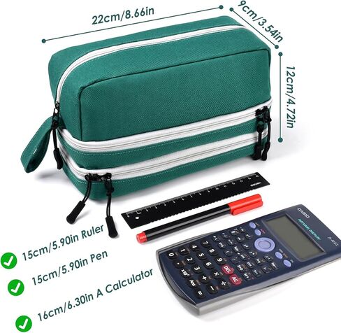 Genteen Large Capacity Pencil Case,Multifunction Pencil Pouch,Pencil Bags with Zipper 3 Compartments Pencil case organizer for or School Teen Girl Boy Men Women（Black） in Saudi Arabia