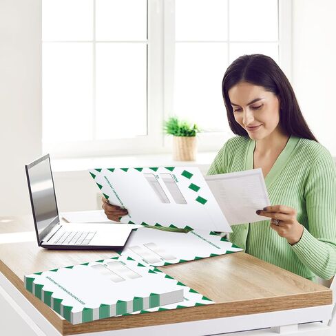 100 PCS مظاريف نافذة مزدوجة 9.5 × 11.5 بوصة منظم الضرائب المظلفات البريدية ضريبة الدخل إقرار الأمن الأمنية الأمنية اللاصقة للوثائق القانونية للمكتب البريدي ، الأخضر in Kuwait