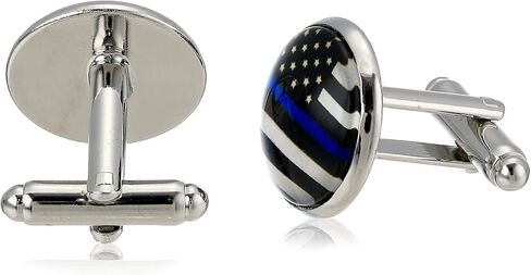 American Flag USA Tie Bar Clip and Cufflinks Set - Silver Colored Metal Plated - Luxury Clothing Accessories (Red White Blue), Small, Metal, no gemstone in Saudi Arabia