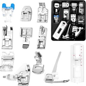 11 Pcs Sewing Machine Presser Foot Set, Sewing Machine Foot, Straight Stitch Foot, Roller Foot, Presser Feet Fits for Brother, Babylock, Singer, Janome, and Most of Low Shank Sewing Machines