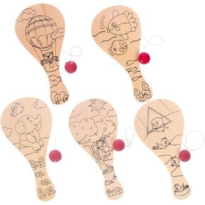 TOYANDONA 5pcs Paddle Ball Toy Paddle Ball Assortment Wooden Paddle Ball DIY Wooden Toy Paddle Ball Game Wooden Racket Toy Kid Toys Wooden Toy Racket Bamboo Shoot The Ball Manual Child