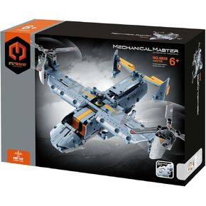 لعبة بناء هندسة النقل الميكانيكية الجذعية ، لبنات بناء طائرة Osprey تخلع لعبة ، 346 PCS DIY Kit ، ألعاب بناء هندسة التعلم