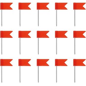 Tupalizy 50PCS Flag Push Pins Travel Map Thumb Tacks Plastic Head with Steel Point for Bulletin Cork Board Picture Hanging World Map Marking Classroom Home Office School Use DIY Craft Project (Red)