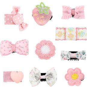 10Pcs Dog Bows, Dog Hair Bows Girl Dog Accessories, Light Pink Small Dog Hair Bows, Cute Puppy Dog Bows, Small Dog Bows Mix Style Handmade Flower Bow Dog Cat Hair Accessories (Style A)