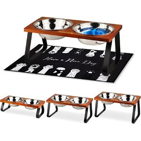 Elevated Dog Bowls with Slow Feeder and Sprill Proof Mat, 2 Stainless Steel Dog Food Bowls, Raised Dog Bowls for Medium Sized Dog, 10" Tall