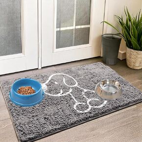 Muddy Mat® Lazy Dog Door Mat Mat Super Microfiber Microfiber indoor ourdoor for muddy paws ، brug pet non dist قابلة للانزلاق ، سجادة شنيل الجافة الجافة ، قابلة للغسل الماكينة-رمادي 19 "× 30"