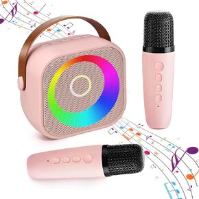 Mini Karaoke Machine, Karaoke Machine for Kids Adults Portable Bluetooth Karaoke Speaker with 2 Wireless Microphones and Party Lights for Home Class Outdoor Party