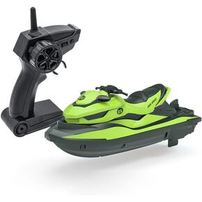 2.4GHz RC Motorboat, 1:14 Remote Control Jet Ski, 2 Speed Levels, 2 Motors High Speed Marine Water Toy (Blue)