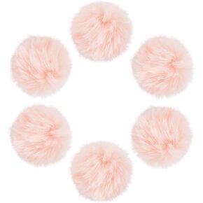 SUNNYCLUE 12Pcs Pink Fluffy Pom Pom Balls Faux Fur Poms Soft Imitation Rabbit Fur Fuzzy Round Knitting Decorations Craft Pompoms Ball for DIY Art Crafts Keychain Hats Shoes Garments Party Supplies