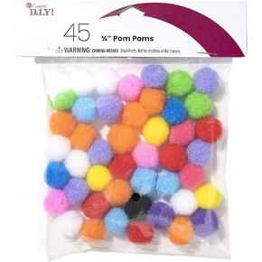 Cousin DIY Multicolor 3/4 inch Poms, 45 Pack