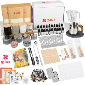 ZART Candle Making Kit for Adults, DIY Starter Soy Candle Making Supplies, Accessories with Soy Wax, Essential Oil, Wicks, Wax Melting Pot, Moulds, Candle Jars