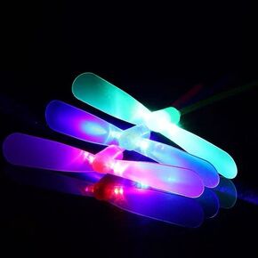 4pc LED Plastic Dragonfly Plastic Bamboo,Twist Disc Flyer Saucers Toys, Mixed Color