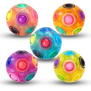 Vdealen Magic Rainbow Puzzle Ball, Fidget Ball Puzzle Brain Teaser Fidget Toy- Birthday Party Easter Valentines Christmas Stocking Stuffers for Kids Teen & Adults-5 Pack