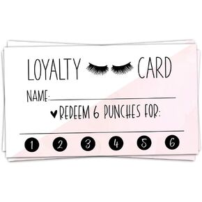100 Lash Customer Loyalty Cards - Reward Punch Cards for Lash Business - Lash Extension Refill