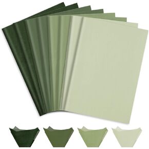 JarThenaAMCS 60 Sheets Dusty Green Tissue Paper Gradient Forest Color Wrapping Paper Decorative Art Paper for Birthday Baby Shower Party DIY Crafts, 14 x 20 Inch