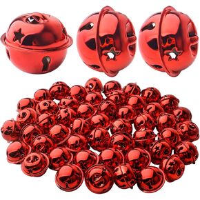 BronaGrand 50pcs Red Jingle Christmas Bells, Metal Bells Bulk for DIY Making, Christmas Party Festival Wedding Decoration, 24mm21mm