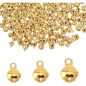CHGCRAFT 240Pcs 3Sizes Mini Jingle Bell Brass Christmas Bell Charms for Bracelet Necklace DIY Craft Jewelry Making Christmas Festival Decor, Golden, 8-12mm
