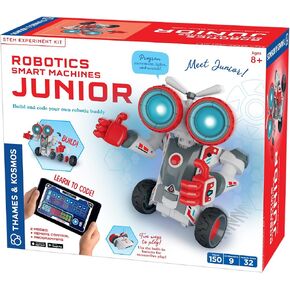 Thames & Kosmos Robotics Smart Machines Junior STEM Kit, Build & Code Your Robot’s Movements, Speed, Lights & Sounds, for Ages 8+, Use Screen-Free w/Built-in Buttons or via Block-Based Coding App