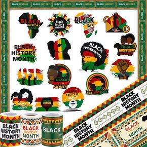 Black History Month Classroom Bulletin Board Decorations 3 Roll 98.4ft Black History Month Bulletin Board Border with 15 Pcs Cutouts for African American Festival Party School Classroom Decor