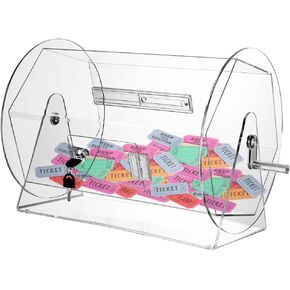 Upgraded Large Raffle Ticket Drum Spinner with Handle: Clear Acrylic Rotating Lottery Box for Casino Game - Holds 5000 Tickets