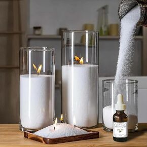 NICEME Customized Powder Candle Making Kit, Sandalwood Jasmine Scented 26Oz / 750g Refillable Beaded Wax Sand All Natural DIY Pearled Candle with 50ML Essential Oil 30PCS Wicks 2PCS Centering Devices