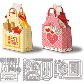 GLOBLELAND 3D Apron Snack Bag Cutting Dies Cooker Die Cuts Love Heart Template Stencil for Card Making Decoration DIY Scrapbooking Album Craft Decor