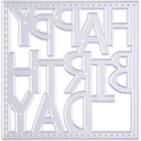 Happy Birthday Die Cut for Card Making,Scrapbooking Die-Cuts, Happy Birthday Metal Cutting Dies Congratulations Die Cuts Embossing Stencils Template for DIY Scrap-Booking Decor Birthday Blessing Card