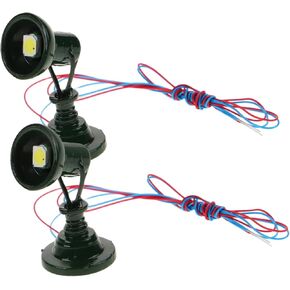 VILLCASE 2pcs Mini Railroad Signal Lamp, DIY Model Train Scene Decoration, Sand Table Accessory, Miniature Train Spotlight for Home or Office Decor Stainless Steel, Green