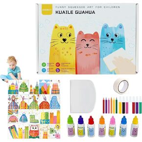 EGOBUY Rainbow Scratch Art for Kids, Abstract Dot Painting Art Kit, DIY Rainbow Scratch Paper Set, Rainbow Pointillism Scratch Notebook Crafts, Favors DIY Postcard Gifts for Girls and Boys (C)