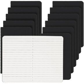 LABUK 12pcs Pocket Notebook, Lined Small Notebooks 3.5 x 5.5in, Black Softcover Memo Notepad for Men Women, 30 Sheets, 60 Pages