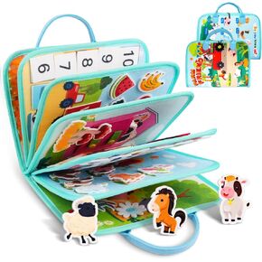 Busy Board Montessori Toys Busy Book for Toddlers 1-3，Toddler Montessori Toys Age 3-4 Learning Fine Motor Skill,Christmas Birthday Gift for Girls/Boys Preschool Educational Activity