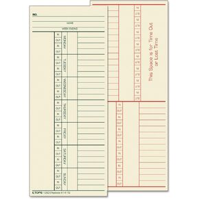 TOPS 1260 Time Card for Cincinnati, Named Days, Two-Sided, 3 3/8 x 8 1/4 (Box of 500)