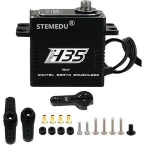 35kg High Torque Digital RC Servo, Waterproof Brushless Motor, Full Metal Case, Steel Geared for 1/8 1/10 Crawler Car, 180° Control Angle