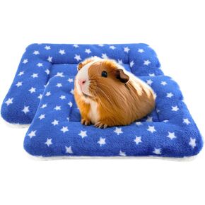 Guinea Pig Bed, 2 Pack (12x10 Inch) Soft Plush Small Animal Bed Mat, Washable Bedding Blanket Sleeping Warm Pad for Bunny, Rat, Ferret, Chinchilla
