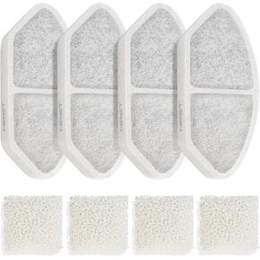 NPET Upgraded Design 4 Pack Replacement Filters for N280 Glass Pet Water Fountain Cat Water Dispenser