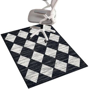 Office Chair Mats for Hardwood Floor, 48"X60" Desk Chair Mat for Laminate, Computer Chair Mat Office Rug for Tile, Low Pile Gaming Carpet Floor Protector for Rolling Chair, Black Checkerboard