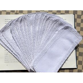 18pcs of 18count aida Fabric Bookmarks to do Cross Stitch,Cotton aida Fabric,lace Edged,35x120aida, Outside size9x20cm, Blank Cross Stitch Bookmarks