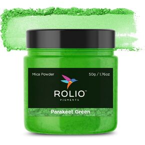 Rolio Premium Mica Powder - Fir Buds Green (50G / 1.76oz) - 1 Jar of Green Pigment Powder for Epoxy Resin, Dye, Soap Making, Nail Polish, Paint, Candle Making, Bath Bombs, Slime