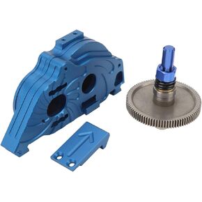 RC Gearbox Housing Transmission Box Cover with Gear Wheel and Pinion for ARRMA SENTON Granite Typhon 1/10 RC Car (Dark Blue)