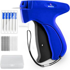 Skviz'ta Fine Mini Stitch Gun للملابس مع 6 إبر ، و 1000 السحابات الصغيرة بالأبيض والأسود وصندوق تنظيم ، ومسدس خياطة غرزة سريع ، وعلامة البندقية للملابس ، وآلة خياطة اليد (الأزرق)